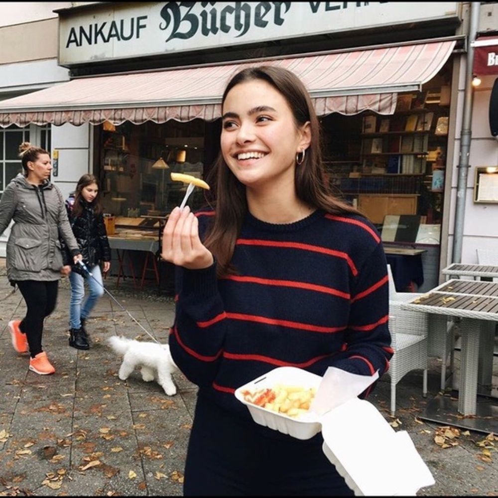 NWT Red Navy Striped Bernadette Sweater